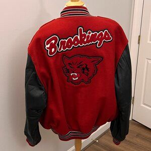 Holloway Varsity Jacket Brookings Bobcats Wool and Leather Sz 2XL